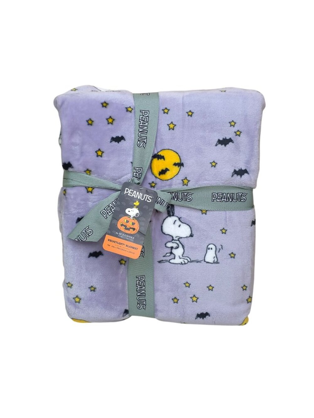 Peanuts Halloween VelvetLoft Twin Blanket Snoopy Woodstock 60x90 Bats Stars Moon